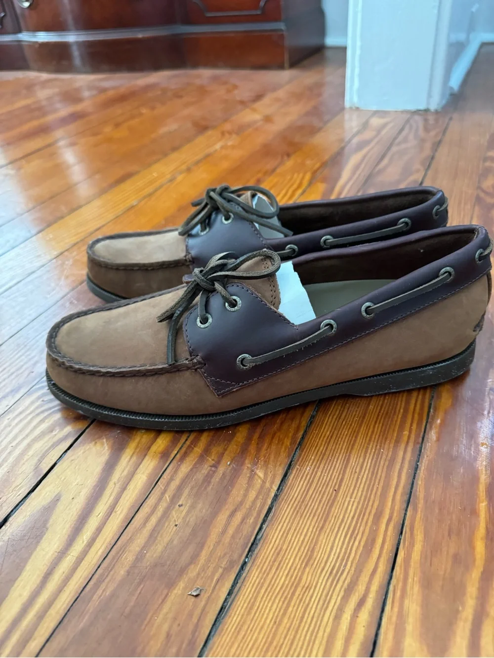 Bass Men's Two-Tone Brown Leather & Suede Boat Shoes